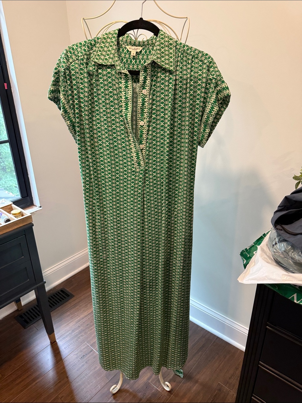 Max Studio Green Patterned Polo Maxi Dress